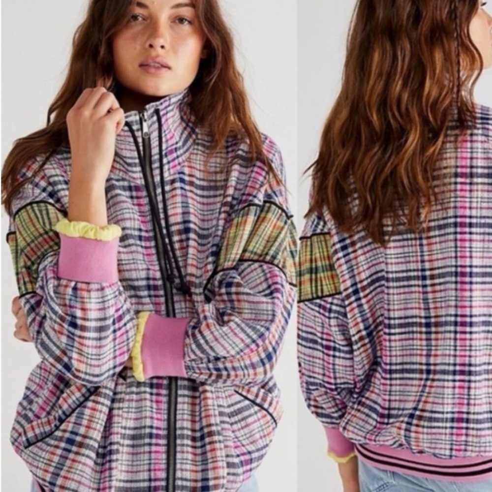 We the Free / Free People Penny Track Plaid Bomber Jacket
